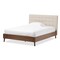 Baxton Studio Alinia Beige Upholstered Walnut Wood Queen Size Platform Bed 123-6829 - alternate 1